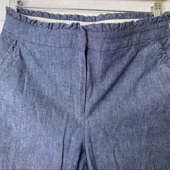 J crew cropped ruffle edge denim pants - Picture 2 of 7